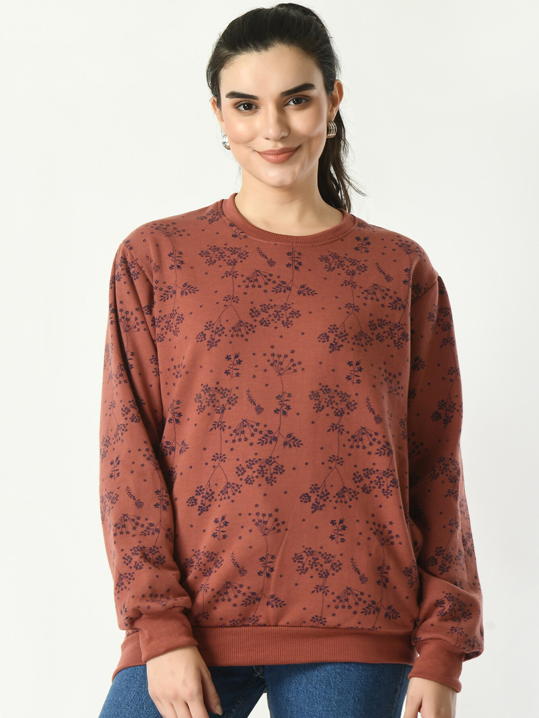 BAESD Floral Printed Fleece Pullover Sweatshirt
