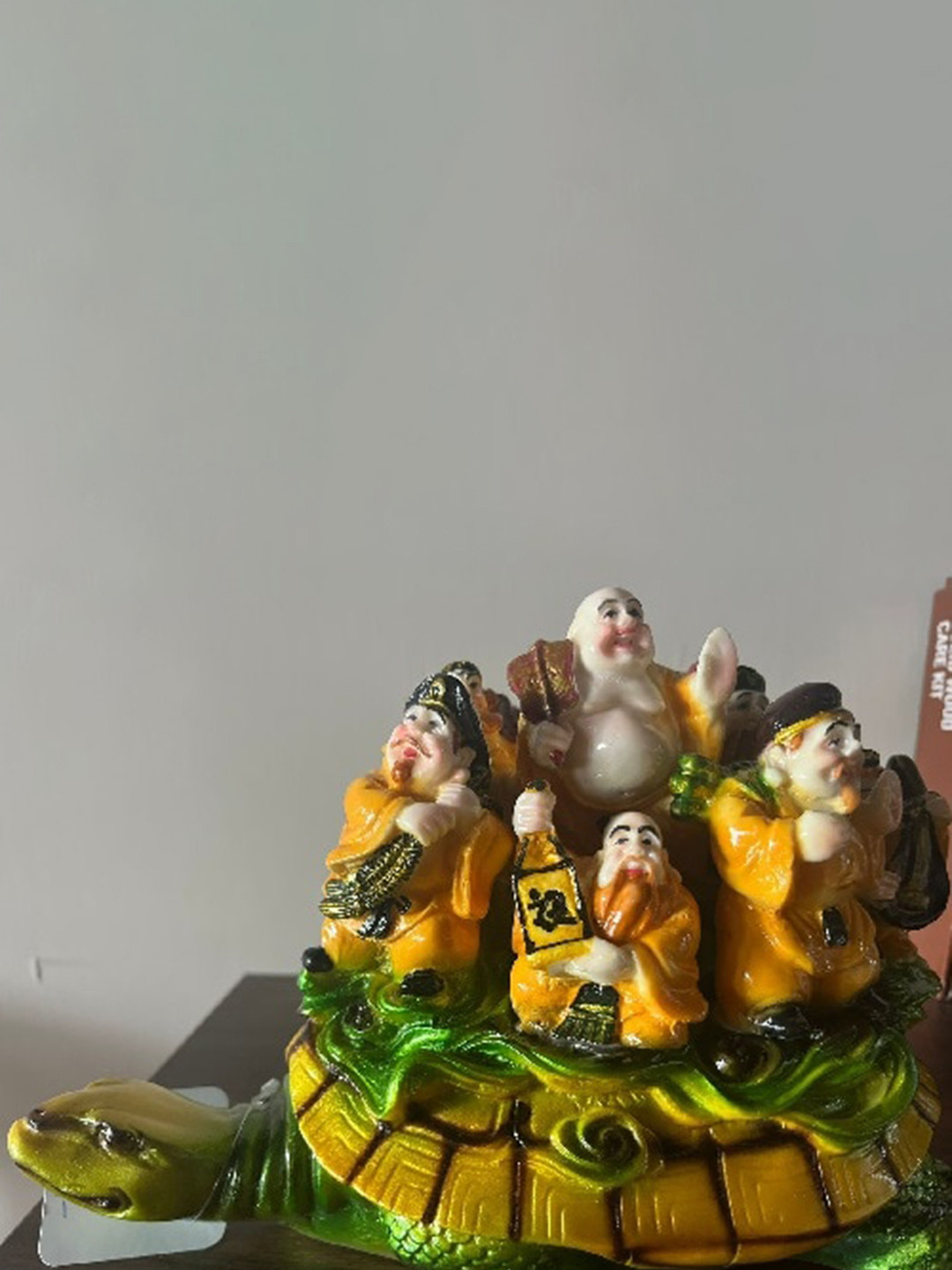 ECLAT FURNISH Tortoise with Seven Brother Yellow Resin Glossy Living Room Medium Showpiece - 7.5 Inches