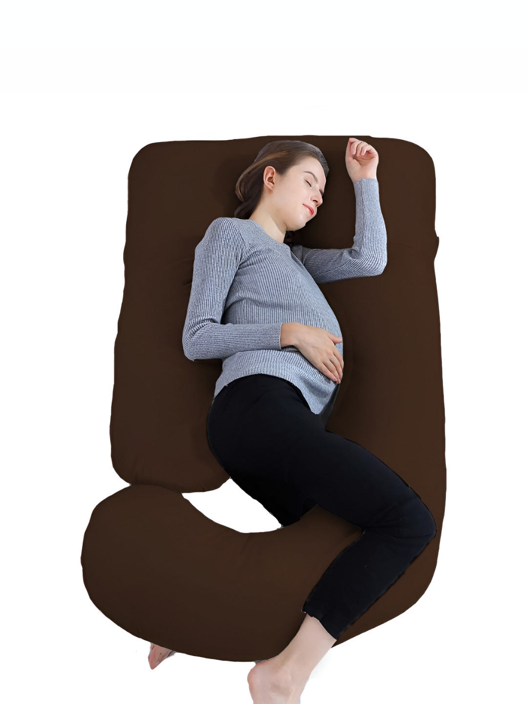 DADDY COOL Brown Solid Cotton Breathable Firm Fibre Maternity Pillow-25.4 x 76.2 x 1.47 cm