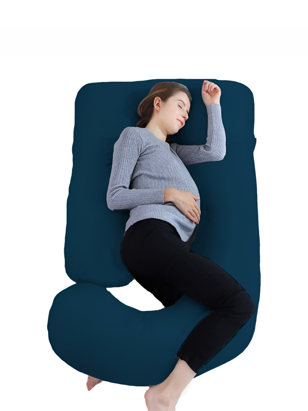 DADDY COOL Blue Solid Cotton Breathable Firm Fibre Maternity Pillow-25.4 x 76 x 147 cm