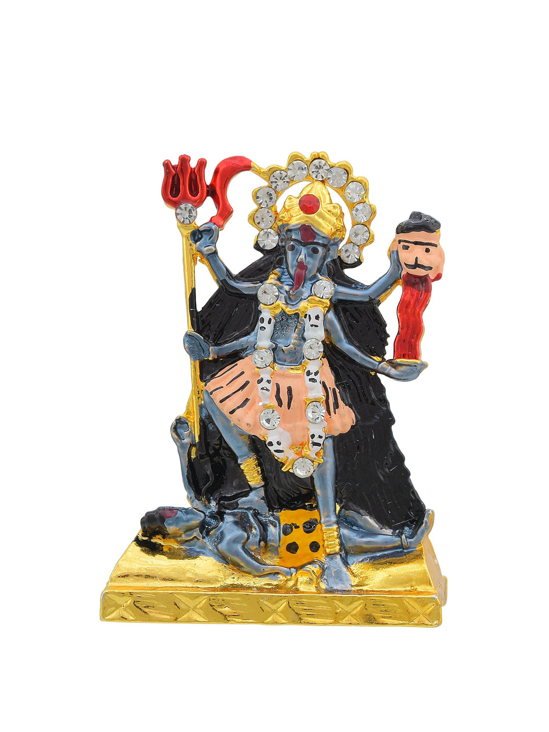 MEMOIR Maa Kaali Yellow Brass Metallic Prayer Room Medium Showpiece - 4 Inches