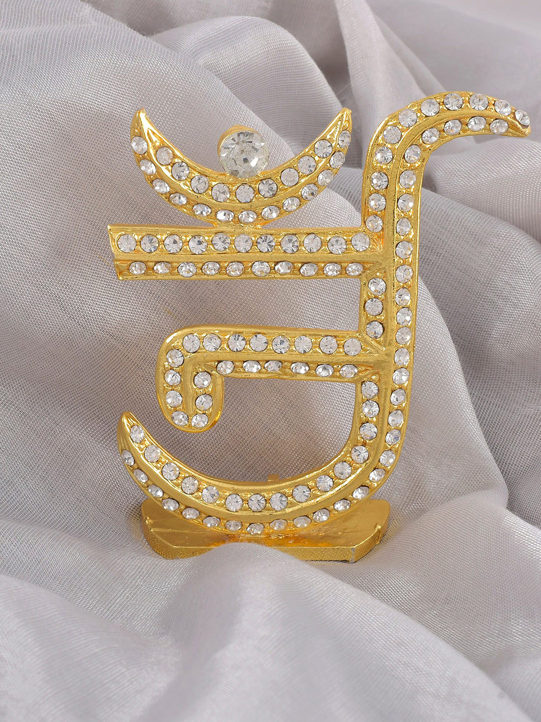 MEMOIR Jain Om Gold Brass Metallic Prayer Room Small Showpiece - 3 Inches