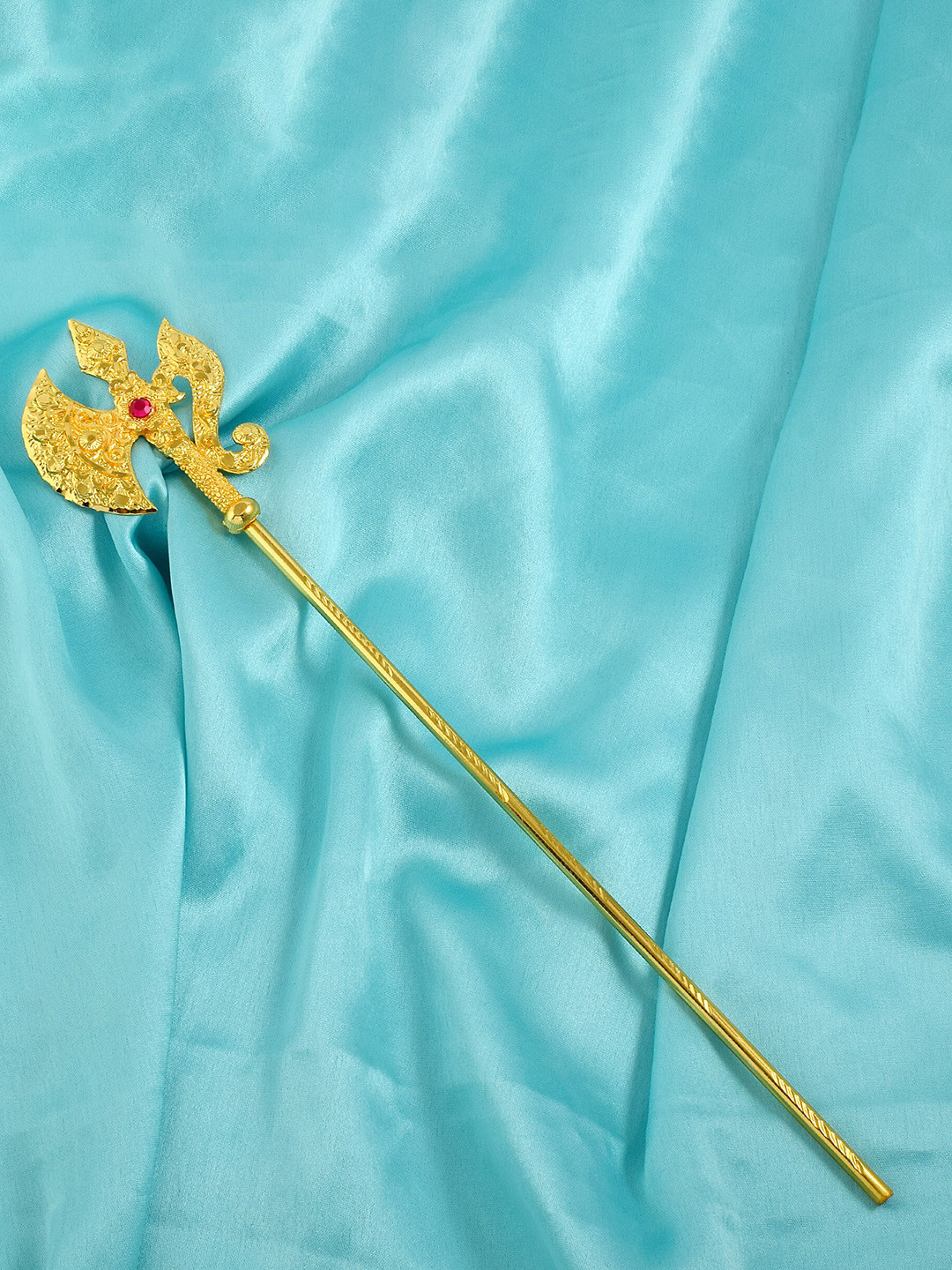 MEMOIR Meenakari Farsa Gold Brass Metallic Prayer Room Medium Showpiece - 10 Inches