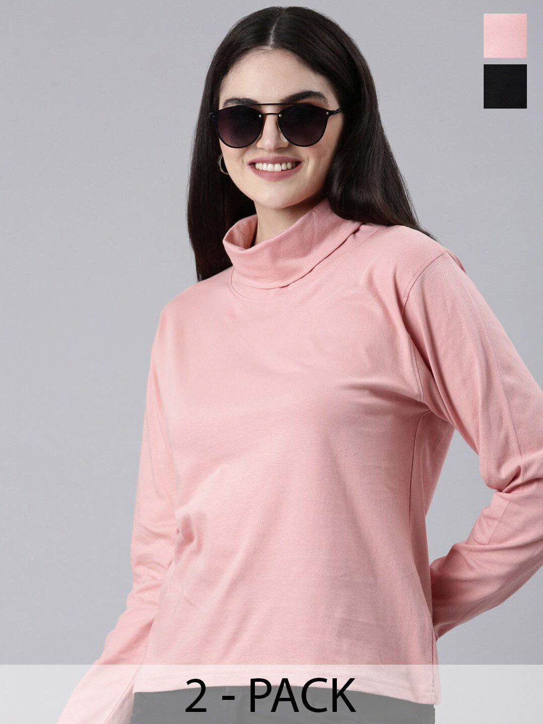 Kryptic Pack Of 2 High Neck Cotton T-shirts