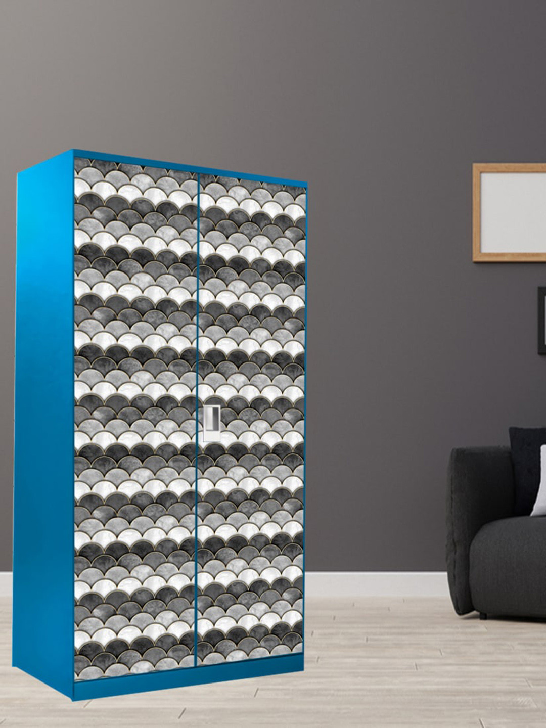 WallDaddy Black & White Geometric Printed Paper Wardrobe Sticker