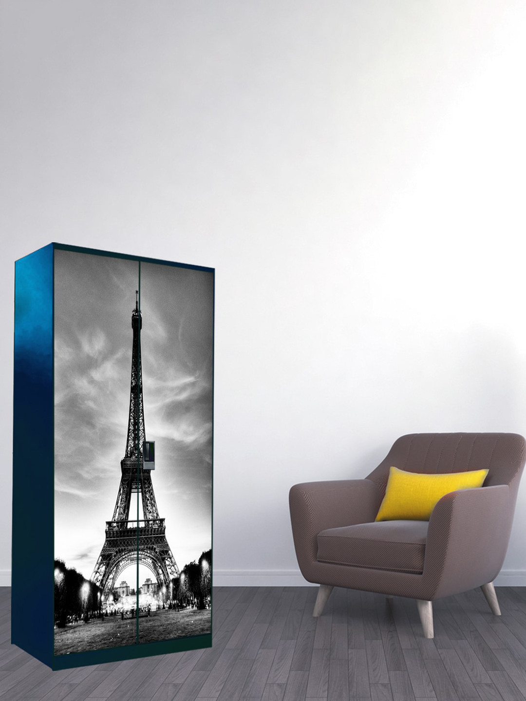 WallDaddy Grey & Black Printed Paper Wardrobe Sticker