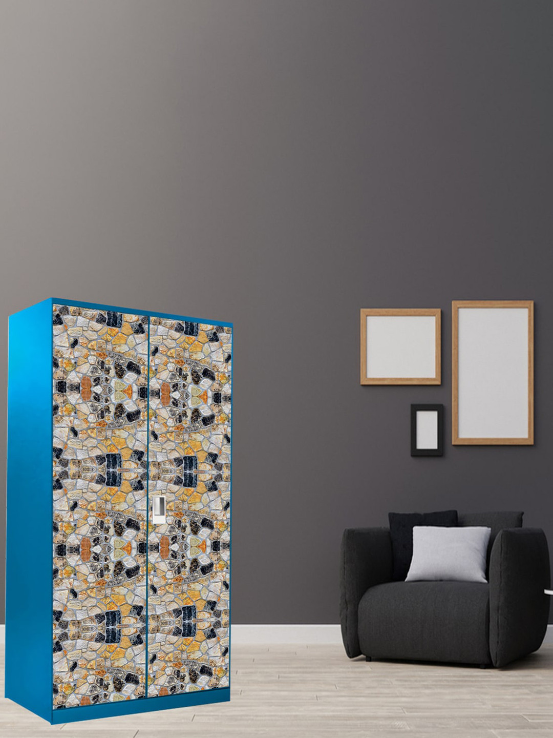 WallDaddy Beige & Black Abstract Wardrobe Stickers