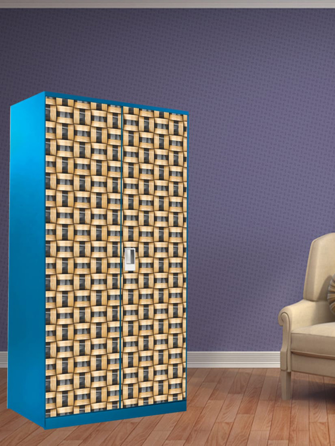 WallDaddy Brown & Grey Geometric Printed Paper Wardrobe Sticker