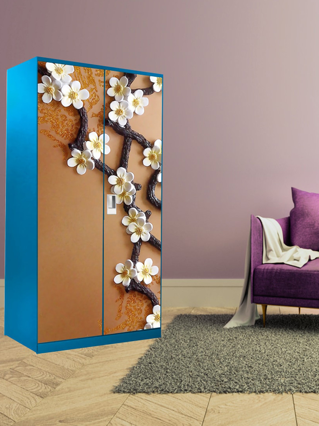 WallDaddy Brown Floral Printed Wardrobe Wardrobe Wallpaper