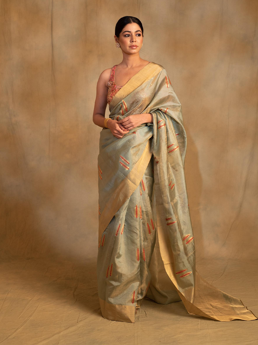 PriyankaRaajiv Kuu Green Ethnic Motifs Woven Design Chanderi Saree