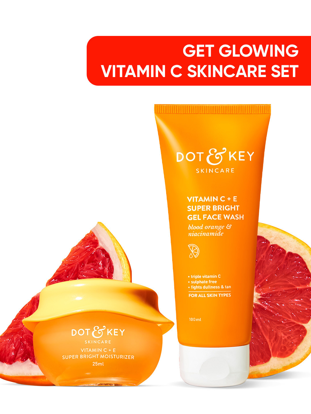 DOT & KEY Set of Vitamin C+E Moisturizer 25 ml + Face Wash 100 ml