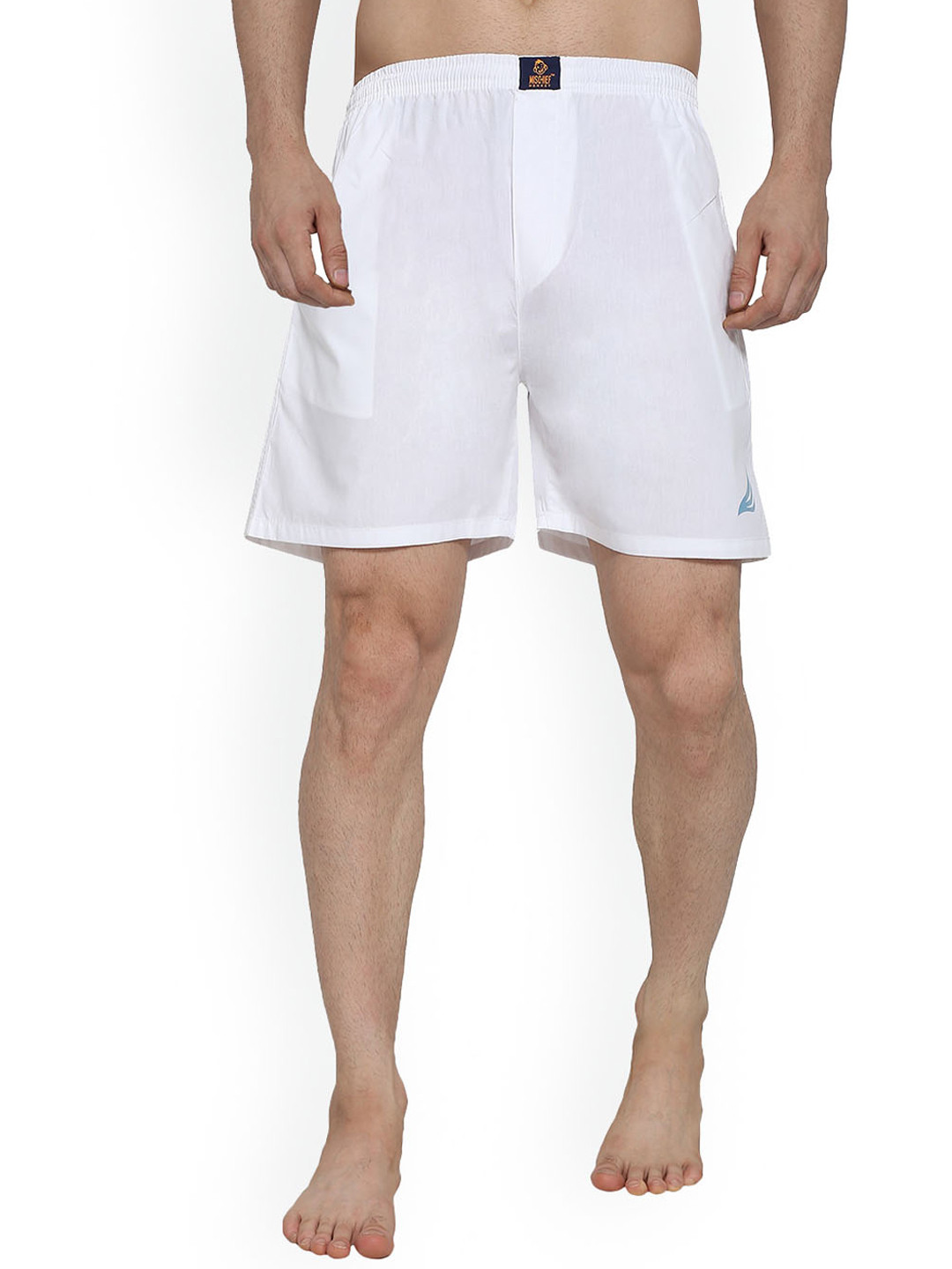 MISCHIEF MONKEY Pure Cotton Boxer MMM-BXR-WHITE-L