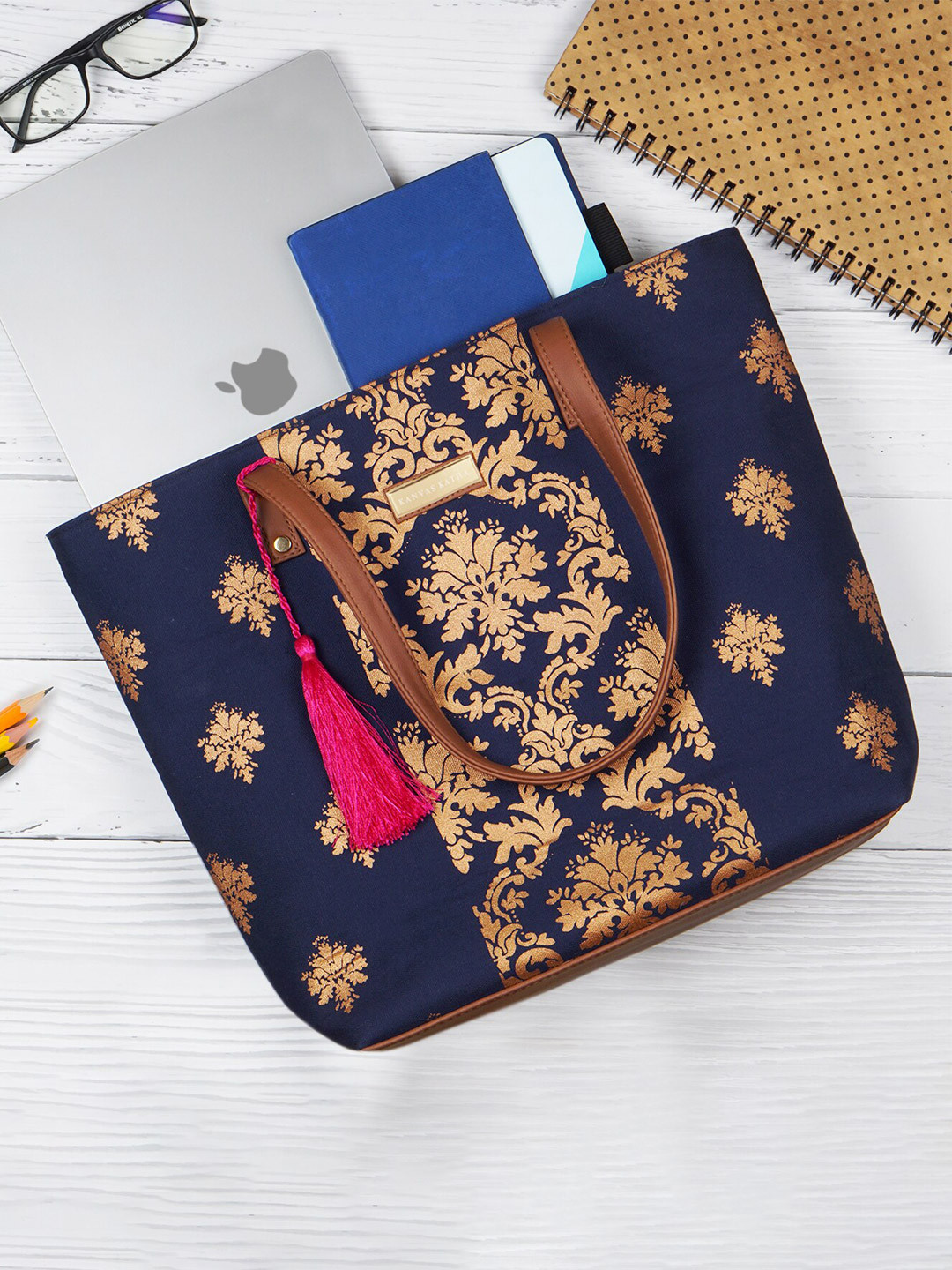 Kanvas Katha Printed Canvas Laptop Bag Up to 13 inch