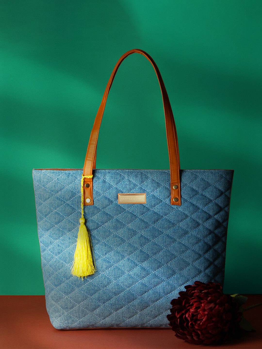 Kanvas Katha Women Textured Denim Laptop Bag Up to 13 inch