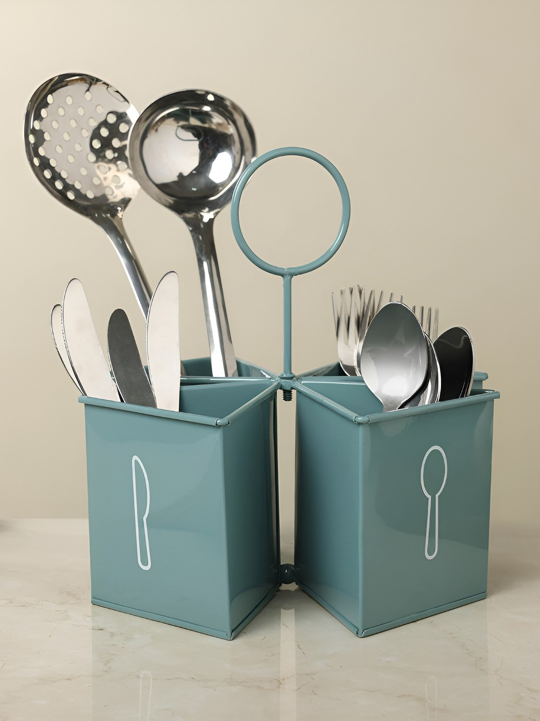 dudki Green 4 In 1 Cutlery Holder Organizer
