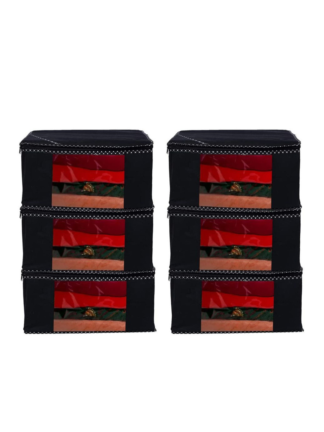 Home Decor Expert Black 6 Pieces Printed Saree Organisers