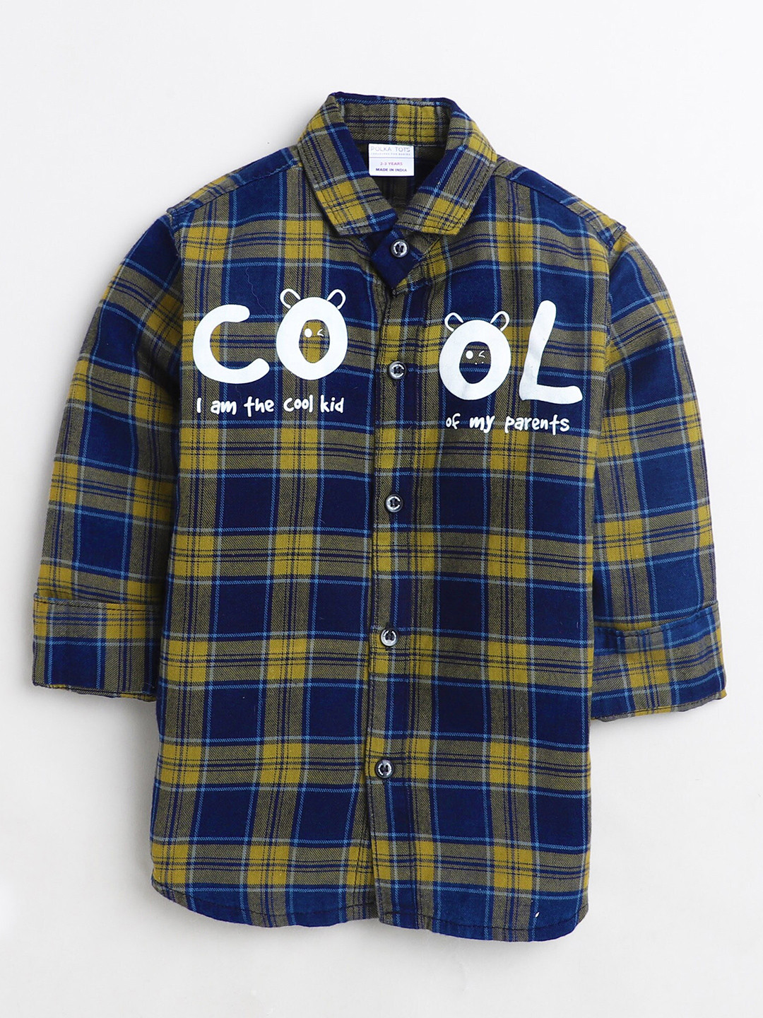 Polka Tots Boys Checked Full Sleeves Cotton Casual Shirt