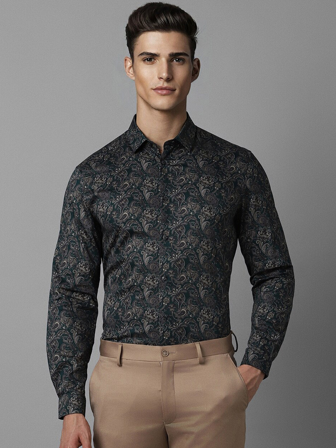 Louis Philippe Sport Ethnic Motifs Printed Cotton Formal Shirt