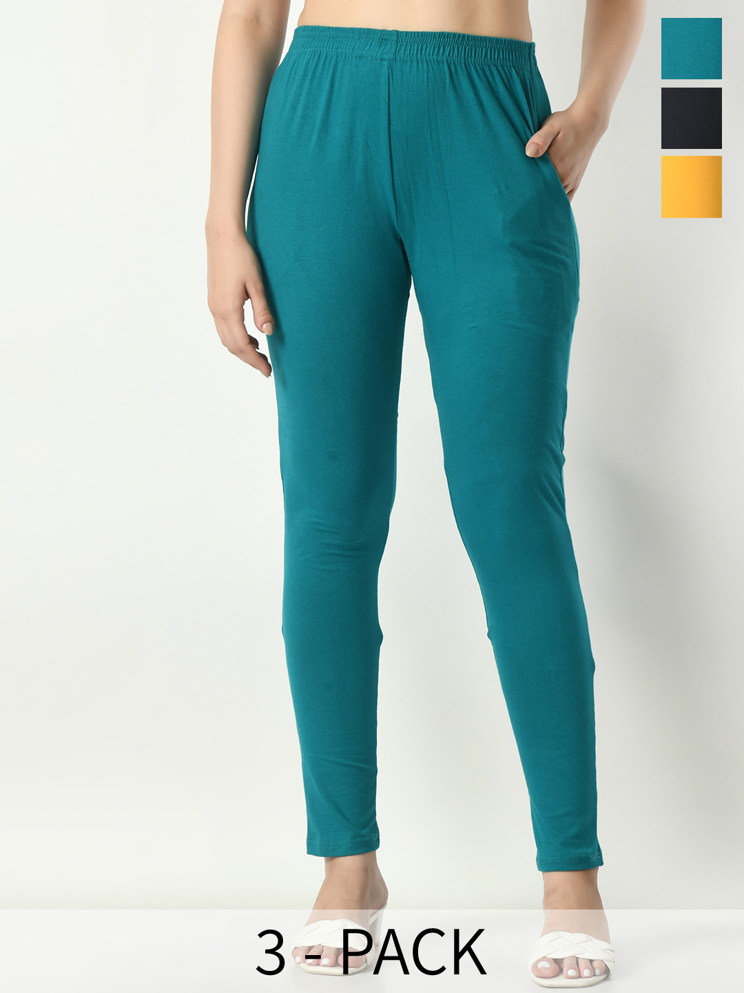 BAESD Pack Of 3 Side Pocket Ankle-Length Leggings