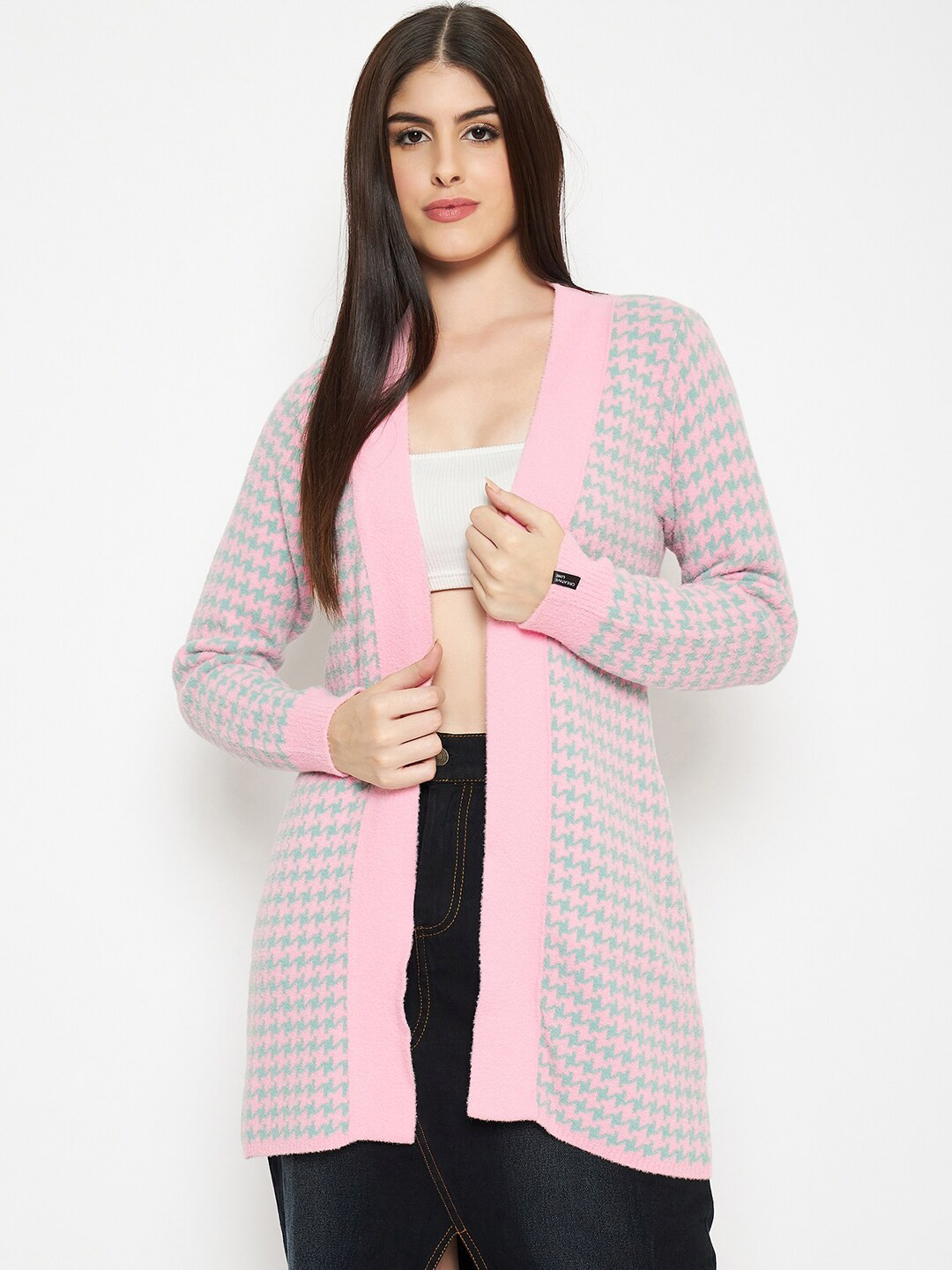 CREATIVE LINE Self Design Woollen Open Front Longline Shrug