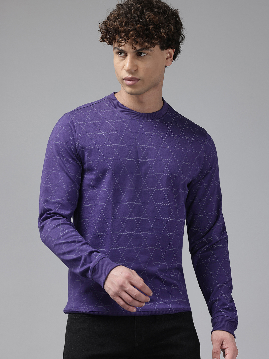 Van Heusen  Geometric Prints Round-Neck Sweatshirt