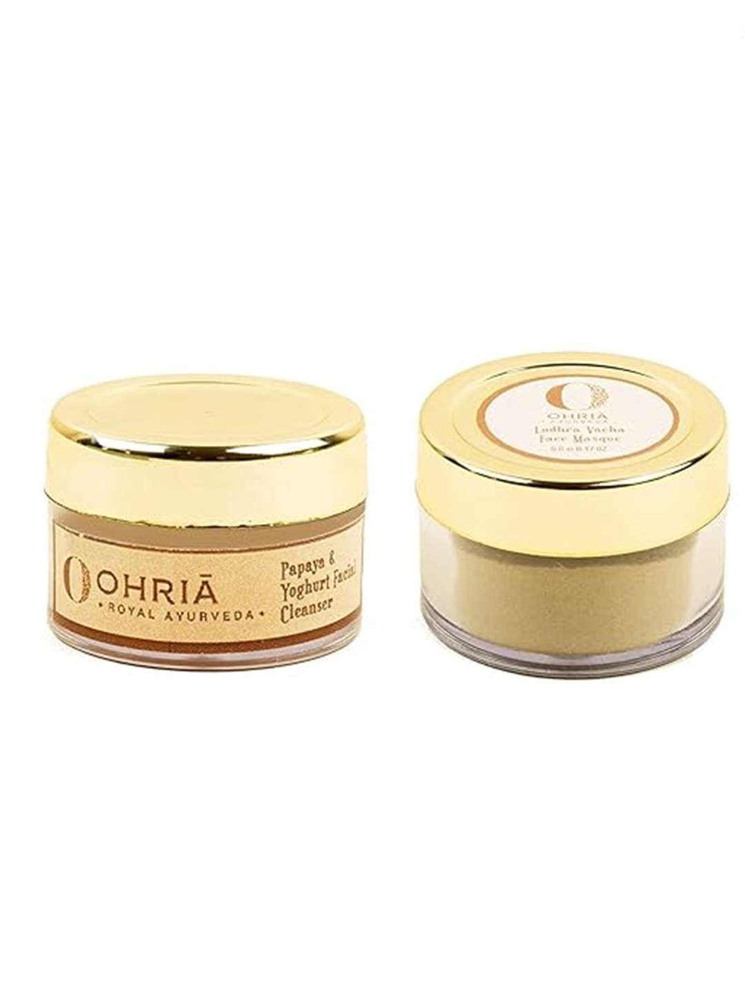 OHRIA Ayurveda Set of 2 Papaya & Yogurt Facial Cleanser & Lodhra Varcha Face Pack Combo