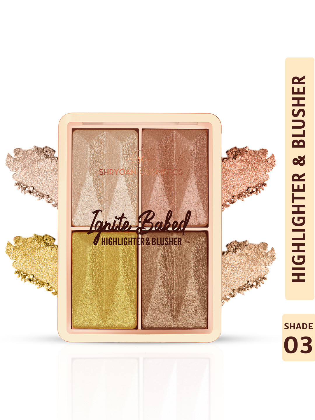 SHRYOAN Inginte Baked Waterproof Shimmer Blusher & Highlighter Palette 12g