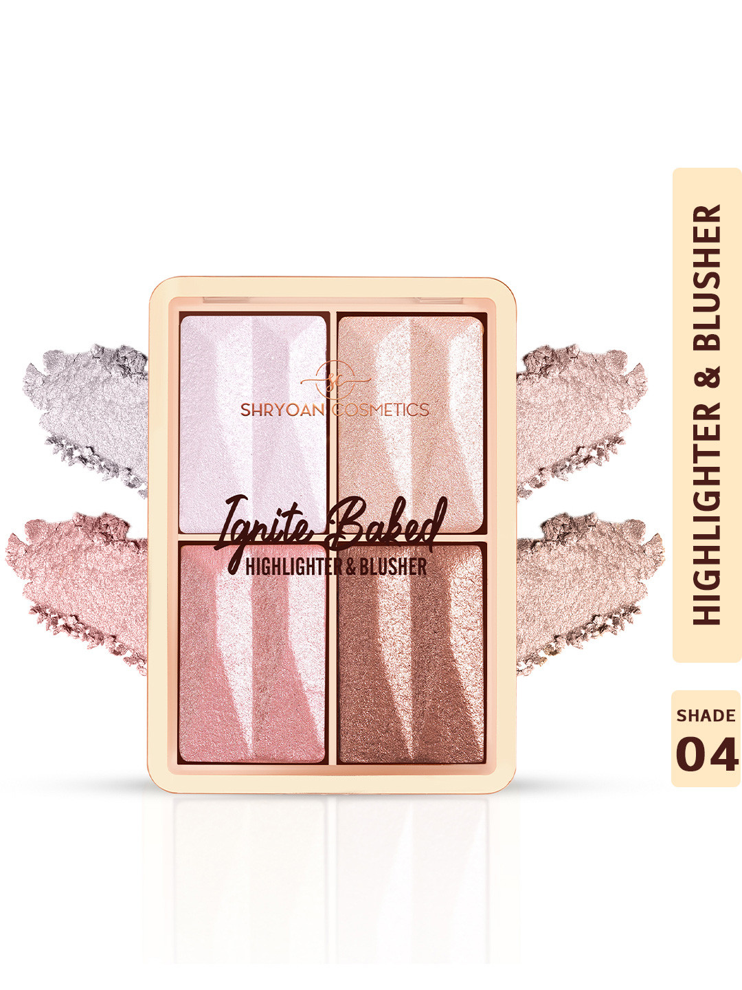 SHRYOAN Ignite Baked Waterproof Shimmer Blusher & Highlighter Palette 12g