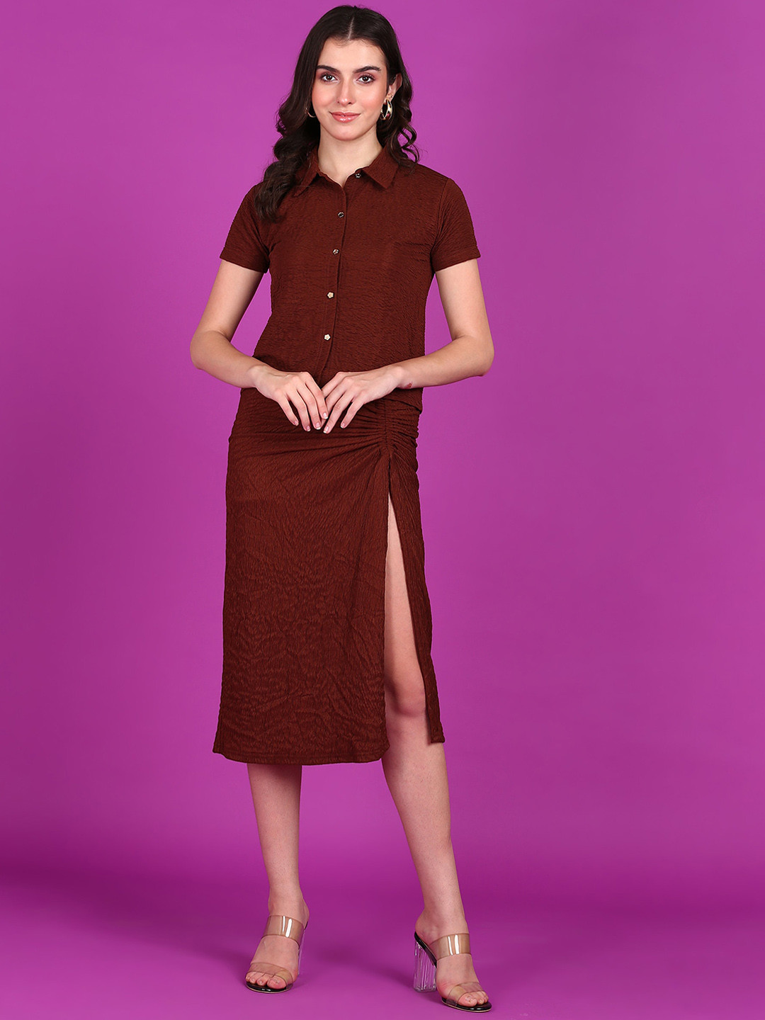Popwings Shirt & Long Slit Skirt Co-Ords Set