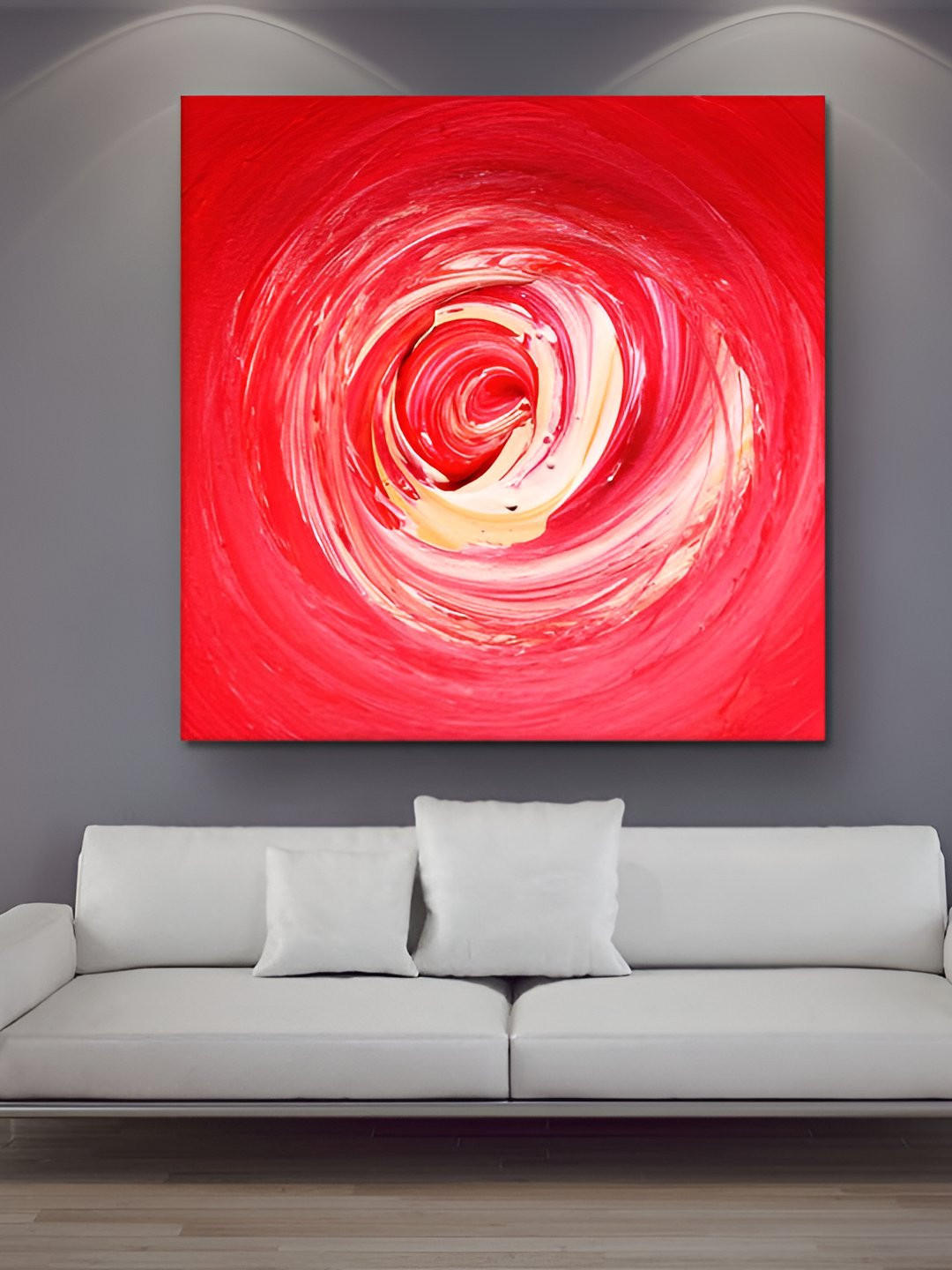 Casperme Red & White Canvas Framed Painting Wall Art
