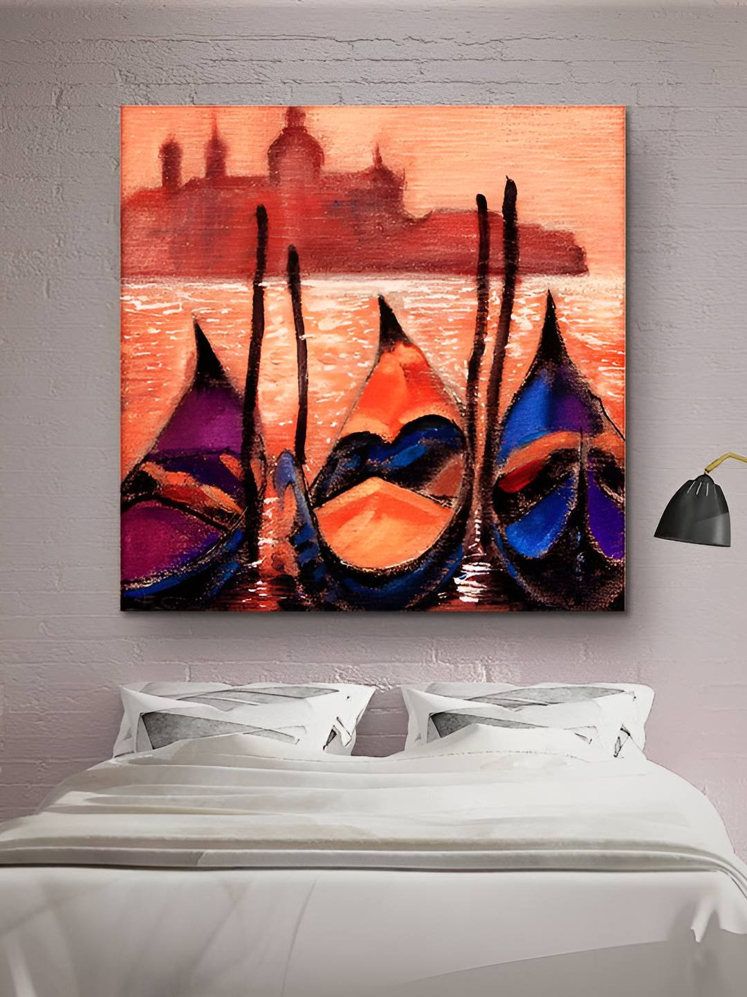 Casperme Red & Purple Canvas Framed Painting Wall Art