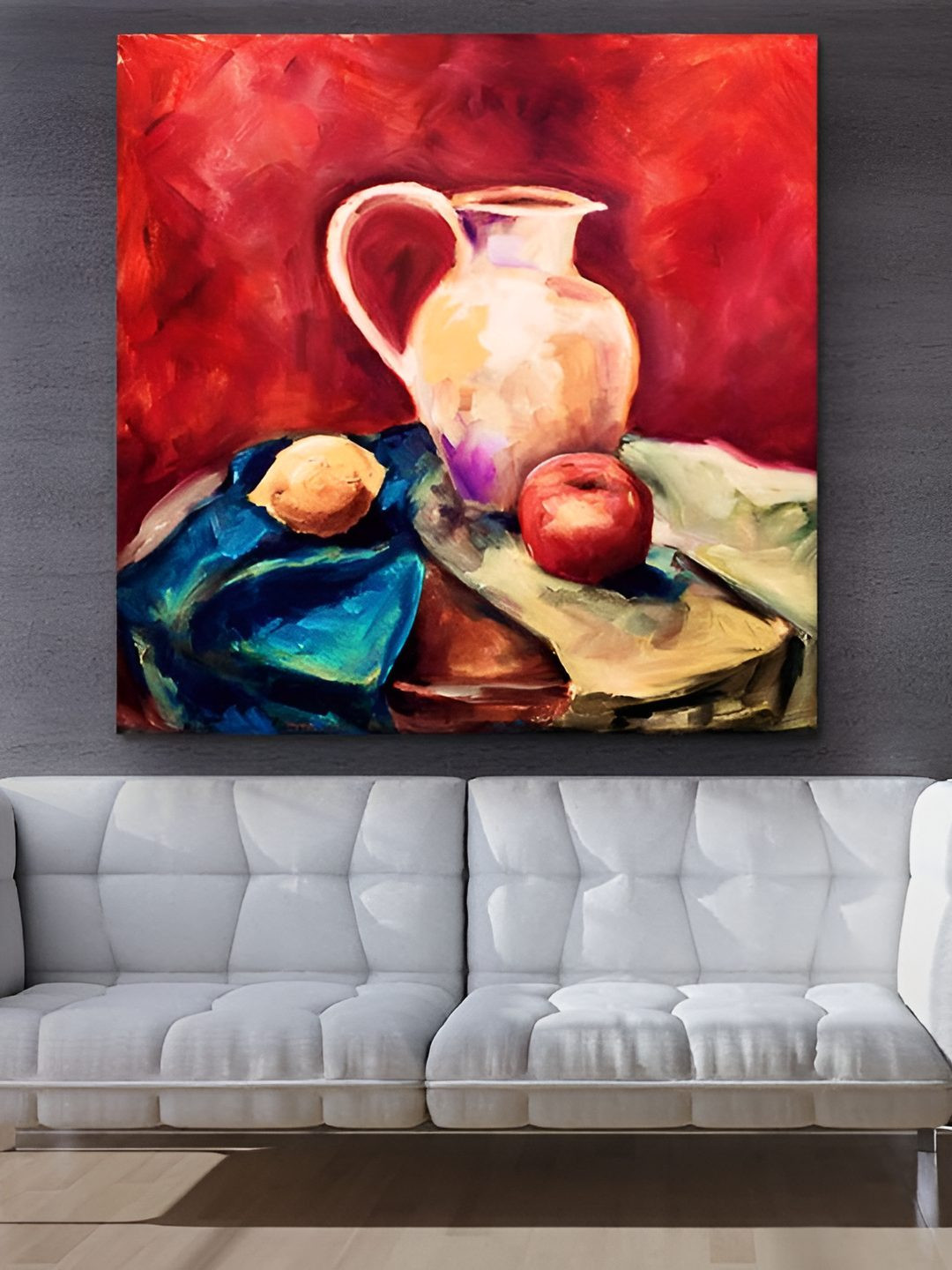 Casperme Red Wood Wall Living Room Rectangle Potrait Paintings Wall Art -36 x 24In
