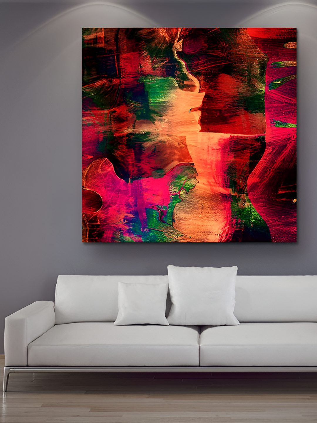 Casperme Red Modern Art Canvas Framed Abstract Painting Wall Art