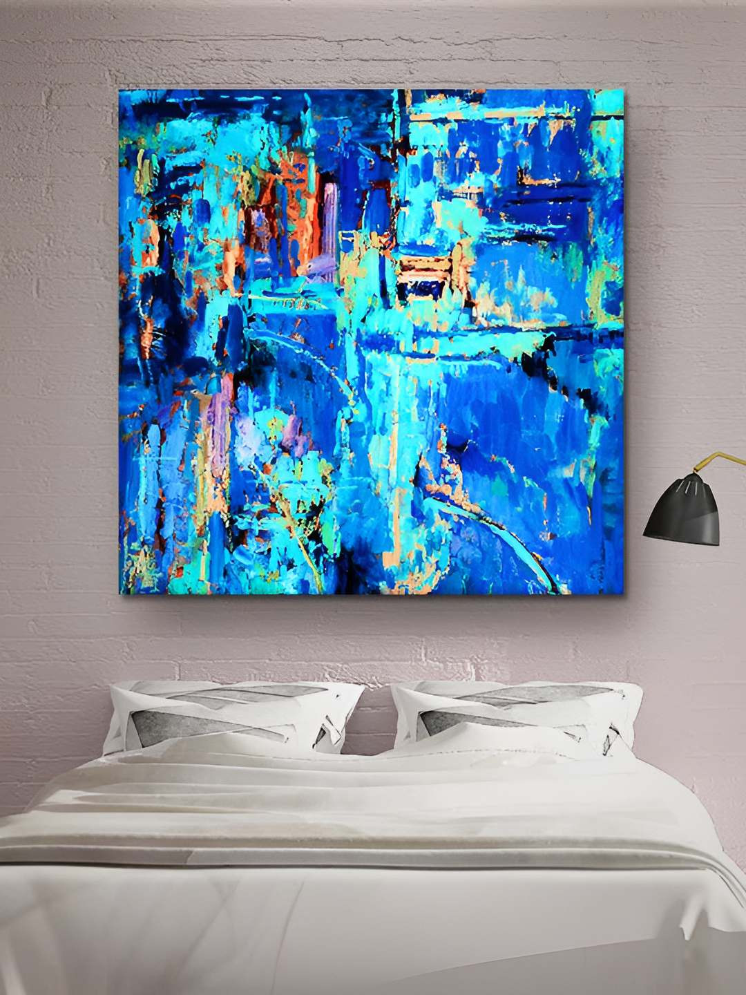 Casperme Blue Modern Art Canvas Framed Abstract Painting Wall Art
