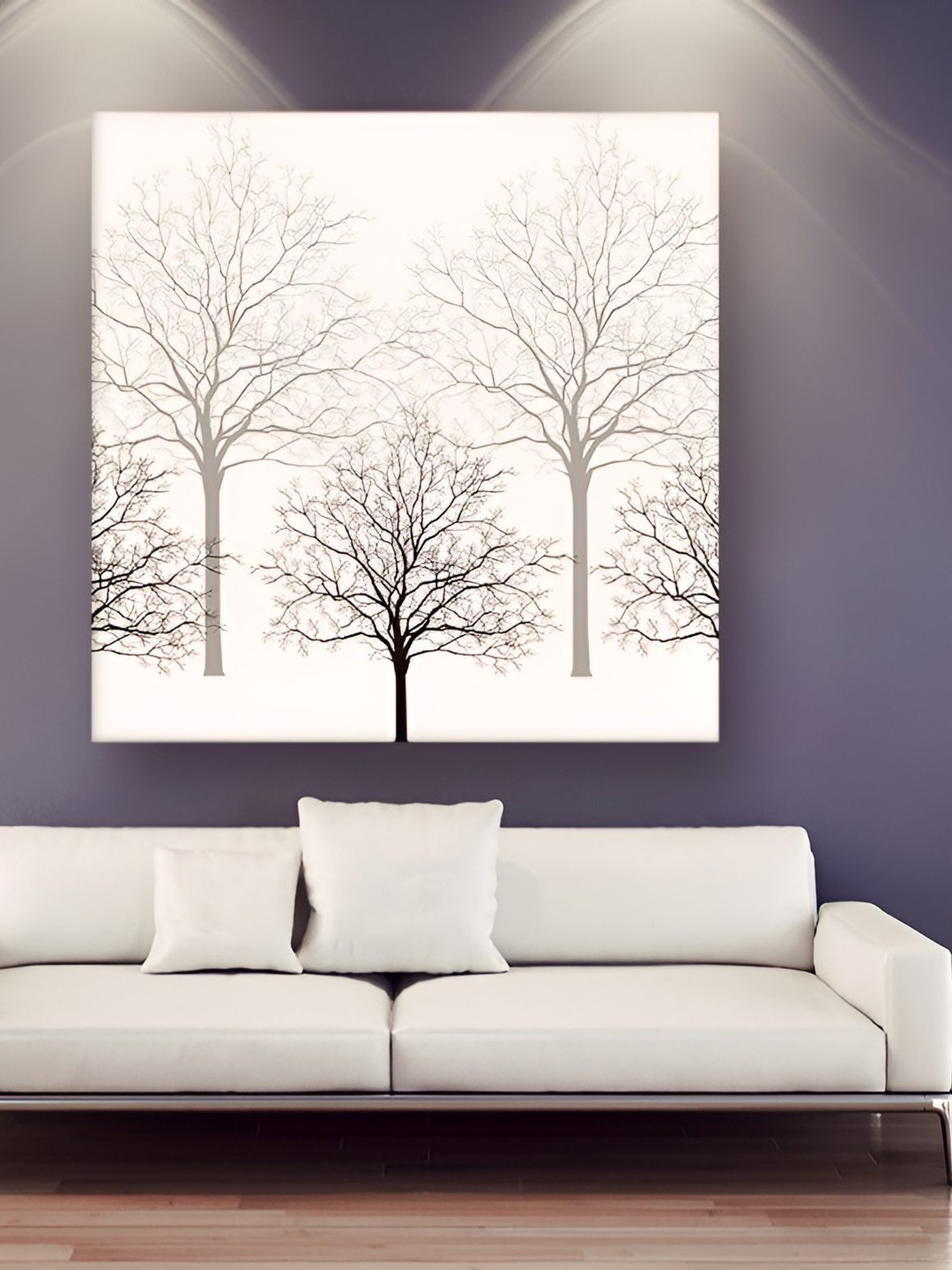 Casperme White Canvas Framed Floral and Botanical Wood Painting Wall Art