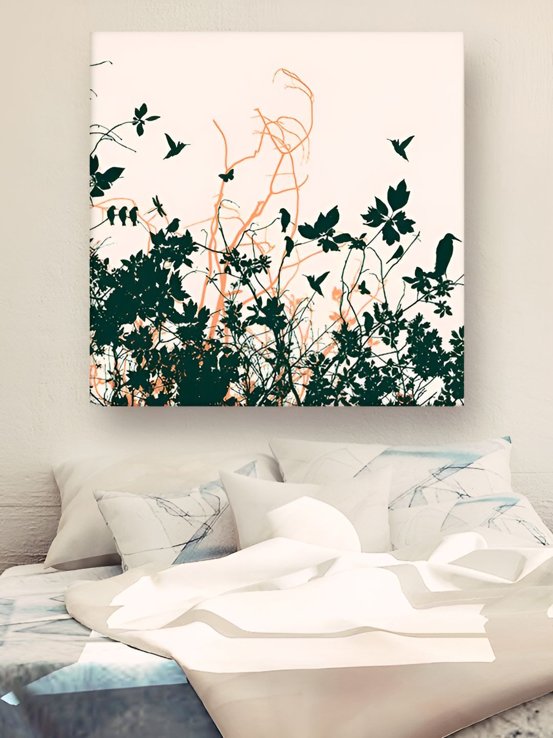 Casperme White Wood Wall Living Room Square Potrait Paintings Wall Art -36 x 24In
