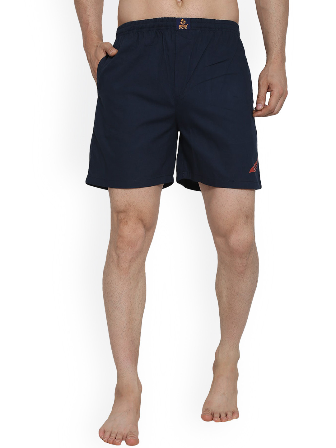 MISCHIEF MONKEY Mid-Rise Pure Cotton Boxers MM-BXR-NAVY-M