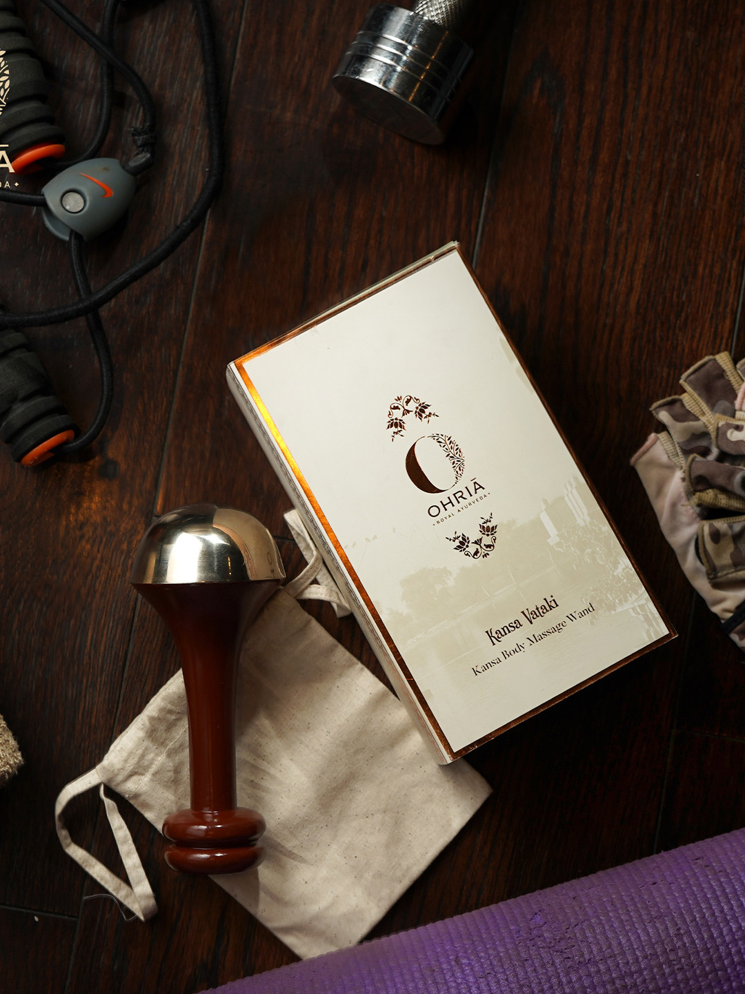 OHRIA AYURVEDA Kansa Body & Stress Healing Wand Ayurvedic Massage Tool