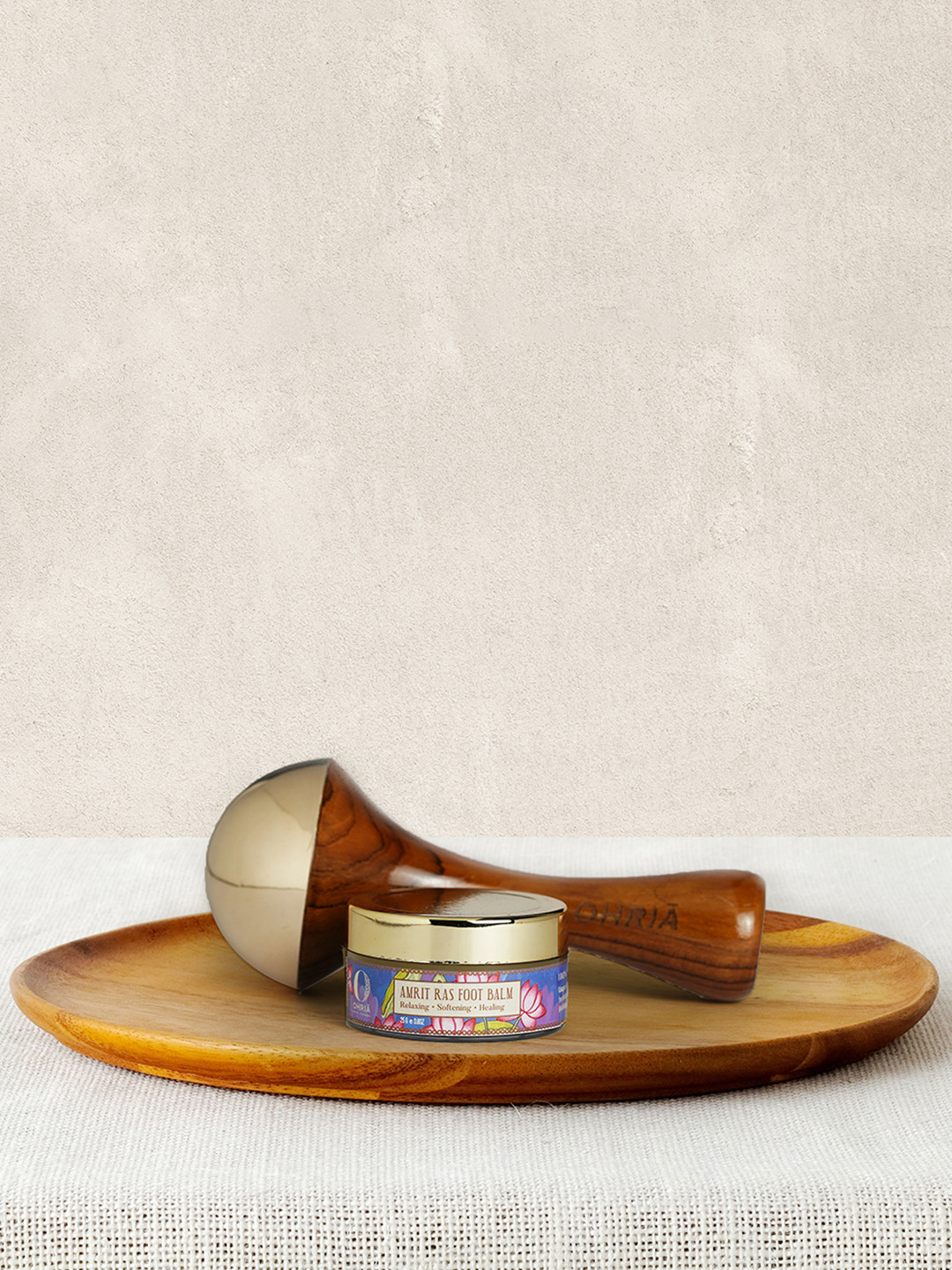OHRIA AYURVEDA 2-Pcs Amrit Ras Foot Balm & Kansa Foot Massage Wand Combo