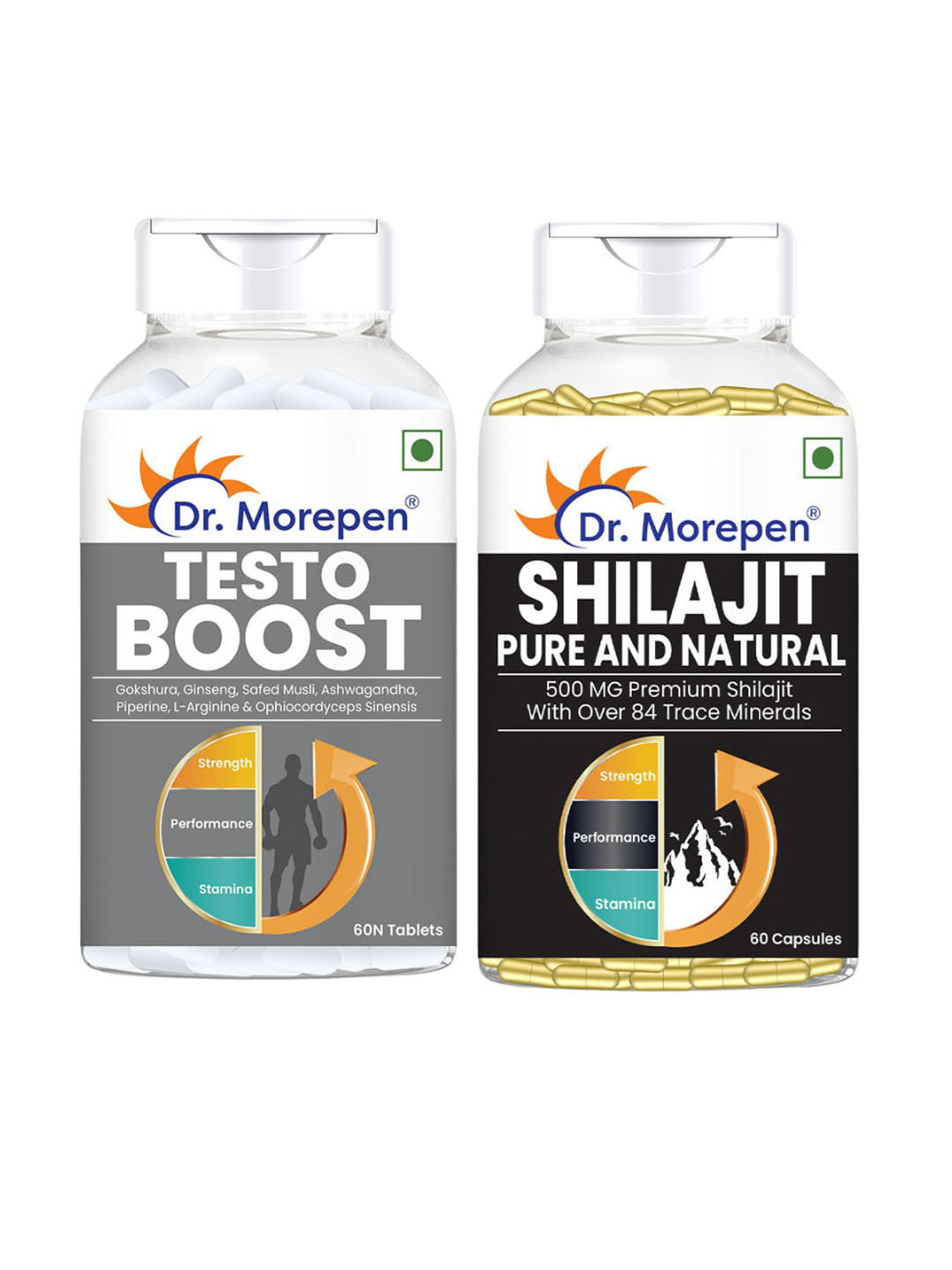 Dr. Morepen Set of 2 Shilajit Capsules & Testo Boost Tablets