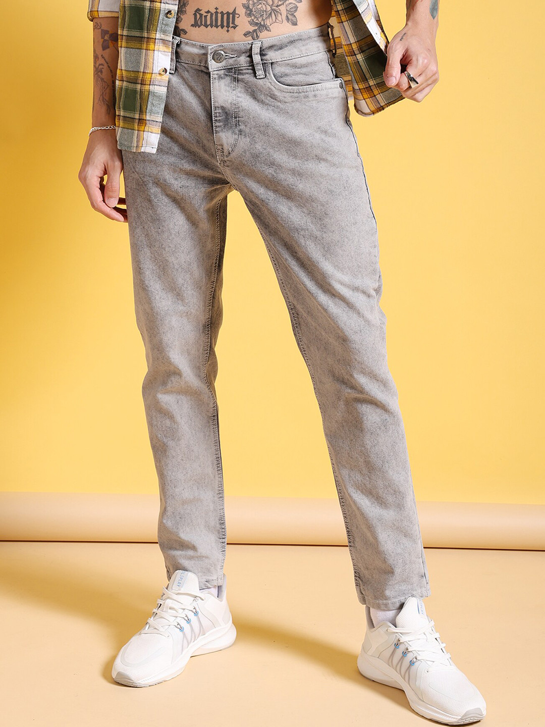 The Indian Garage Co Men Slim Fit Clean Look Mid-Rise Stretchable Jeans