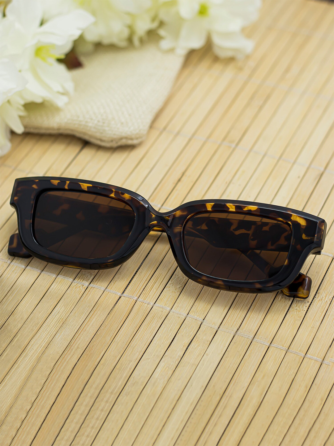 Bellofox Brown Unisex Rectangle Sunglasses