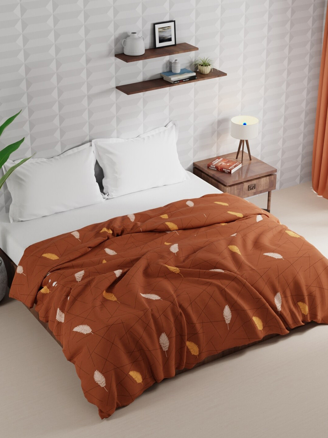 KOPA Rumba Brown & White Floral AC Room 120 GSM Double Bed Comforter