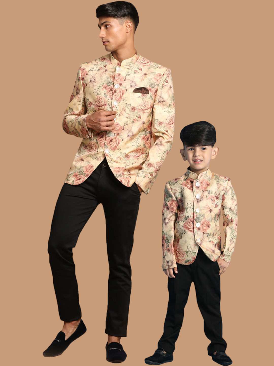 VASTRAMAY Floral Printed Bandhgala Jodhpuri Blazer