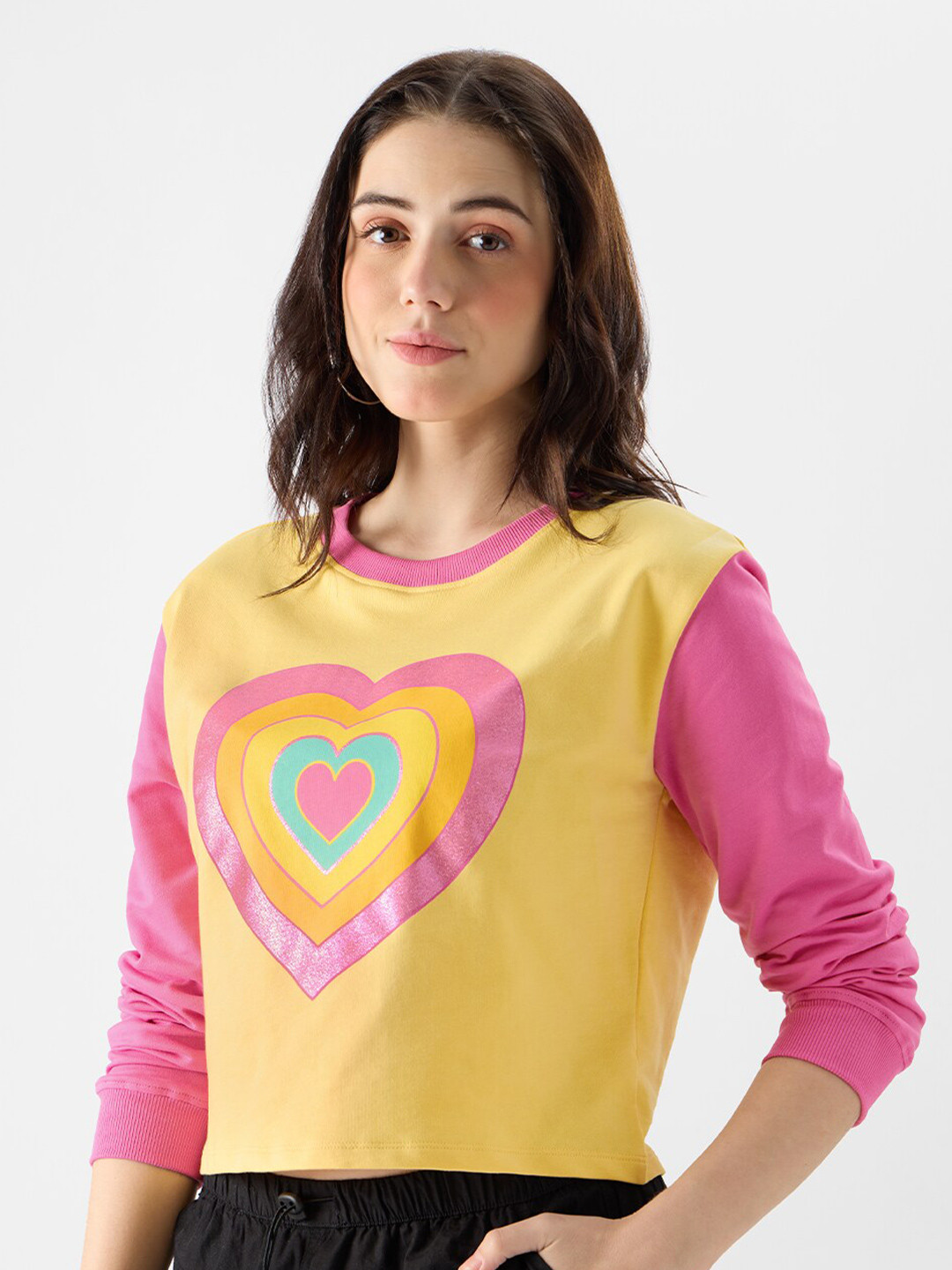 The Souled Store Graphic Printed Cotton Crop Top