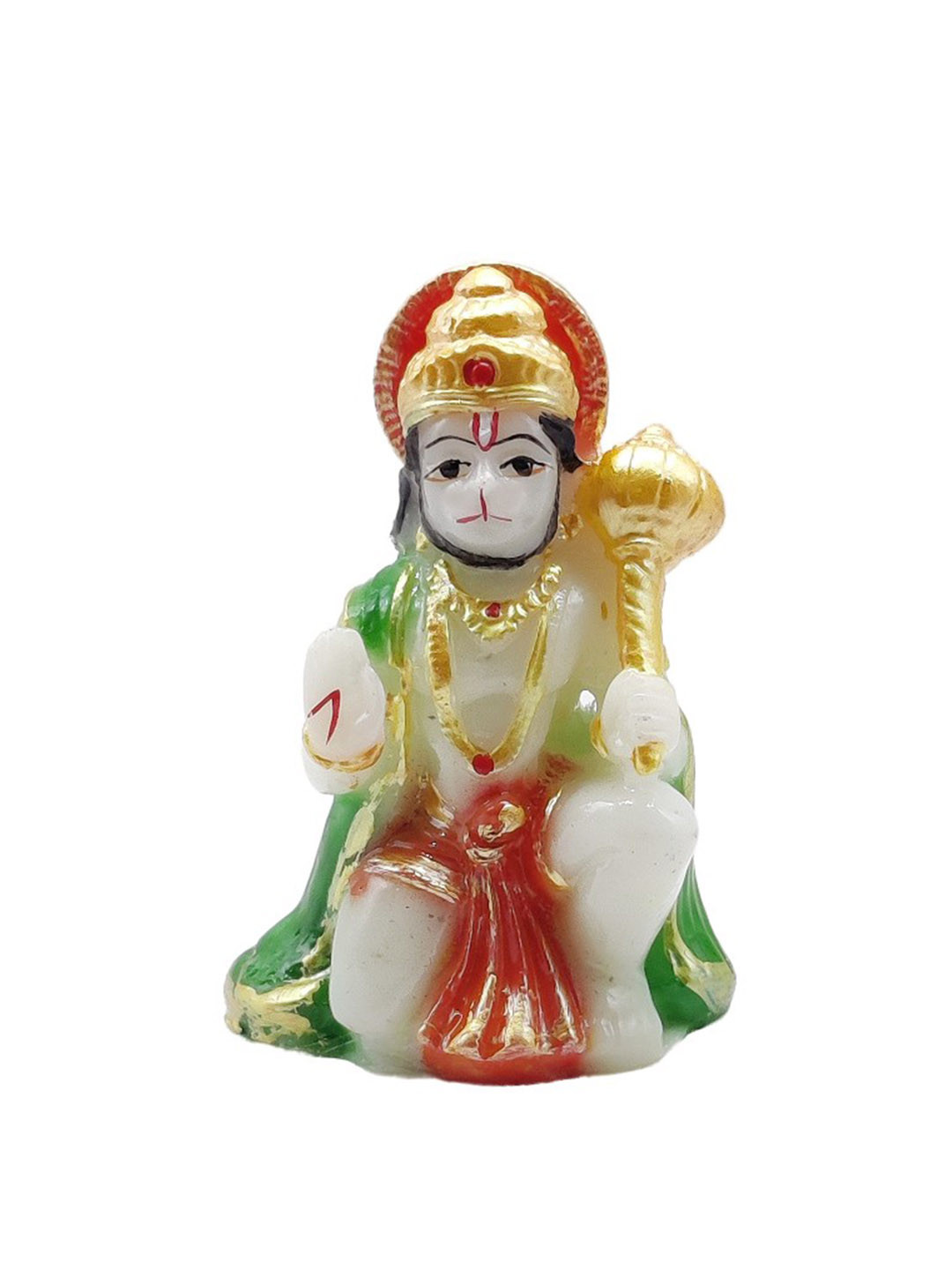 GLOOKS Hanuman White Marble Glossy Prayer Room Small Showpiece - 3.1 Inches