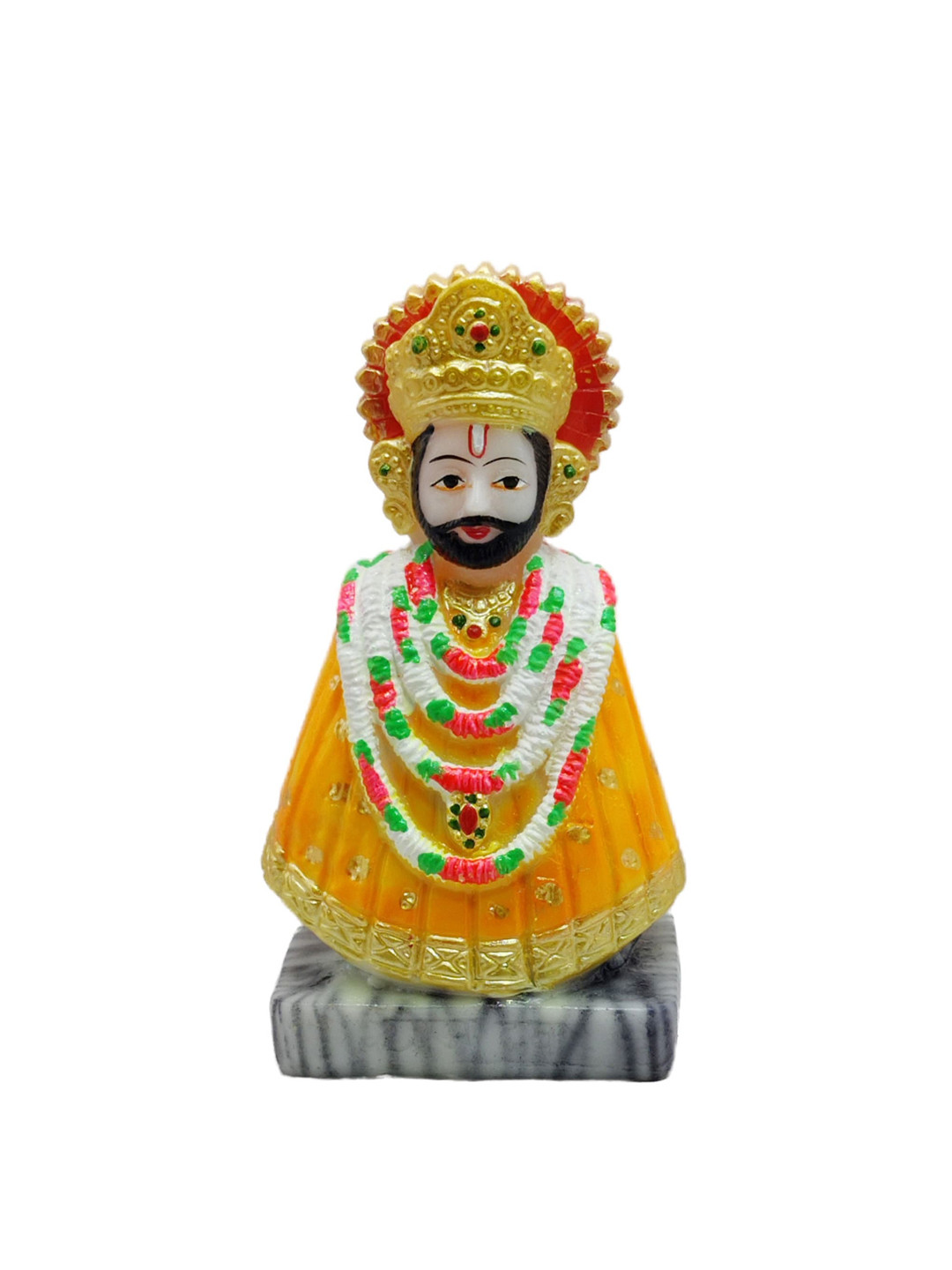 GLOOKS Khatu Shyam Orange Polyresin Glossy Living Room Small Showpiece - 6.3 Inches