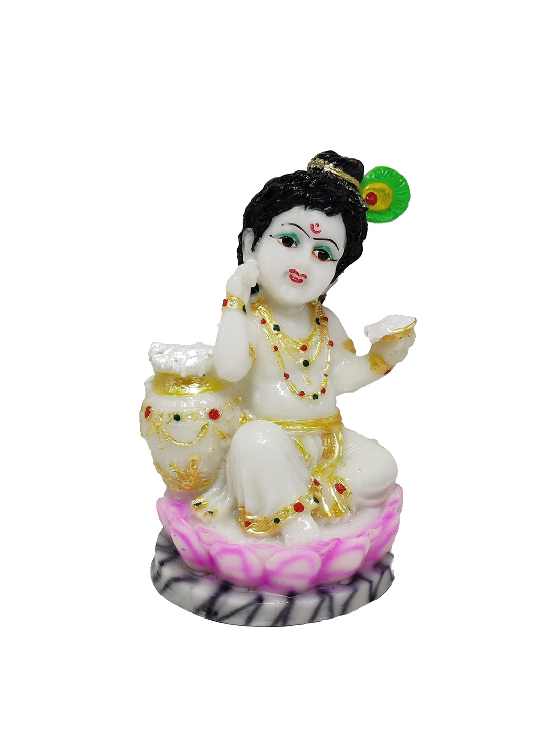 GLOOKS Lord Krishna White Polyresin Matte Prayer Room Medium Showpiece - 5.9 Inches