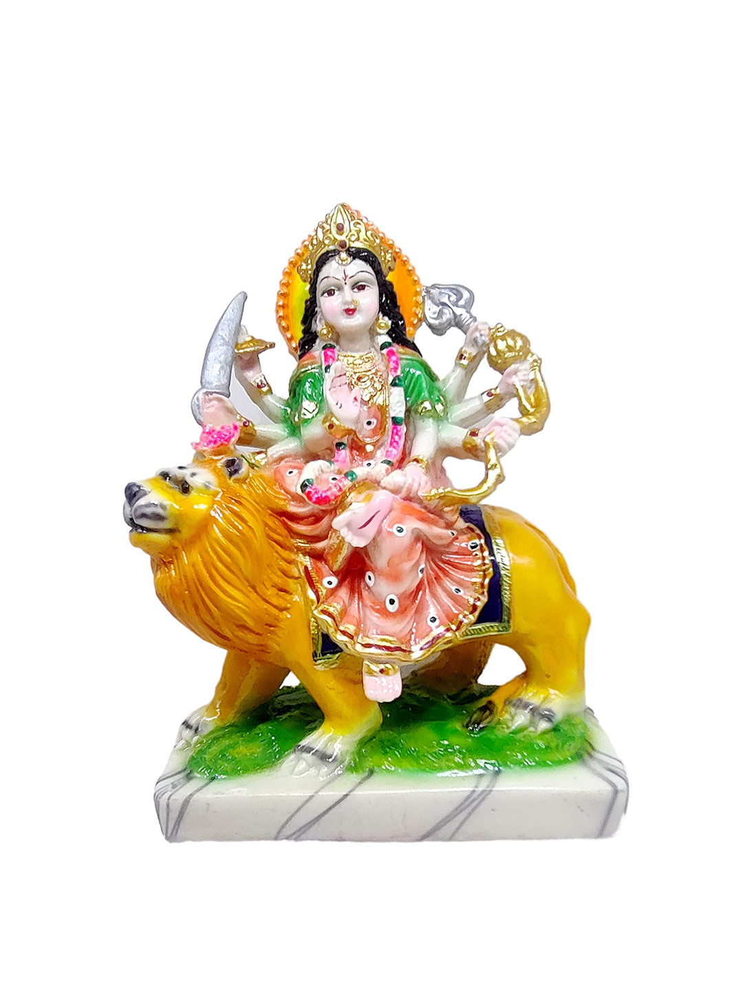 GLOOKS Durga Yellow Polyresin Natural Living Room Large Showpiece - 3.5 Inches