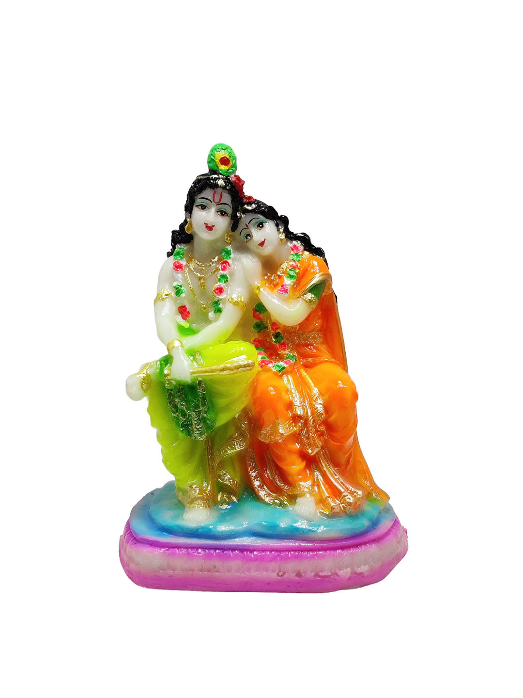 GLOOKS Radha Head on Krishna Sholder Green Polyresin Glossy Prayer Room Medium Showpiece - 2.5 Inches